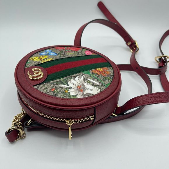 Gucci Ophidia Supreme GG Canvas Floral Round Backpack with Red Trim w/Box 5 - Picture 6 of 11
